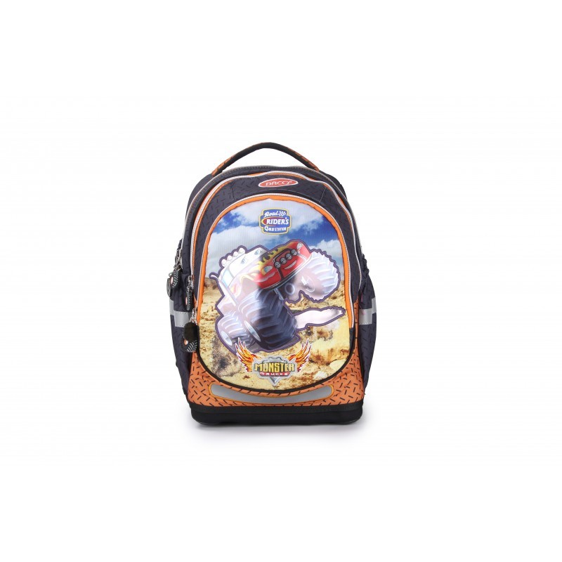 Ghiozdan Monster Truck,inaltime 40 cm, 3 compartimente, Daco - imagine 3